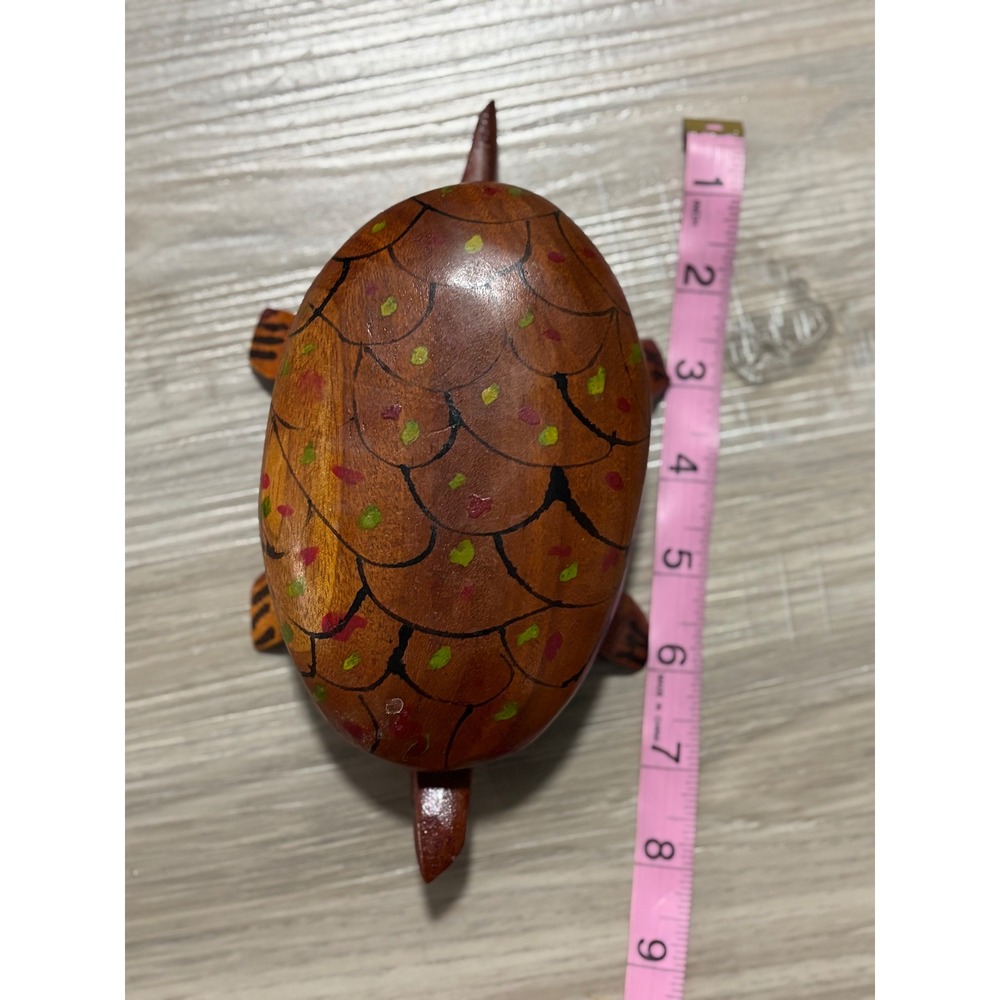 Hand Carved Wooden Turtle Trinket Box‎ Decorative Storage Container